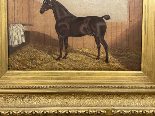 19TH CENTURY OIL PAINTING BAY HUNTER HORSE IN STABLE ALBERT CLARK SNR - ADDITIONAL PHOTO 10