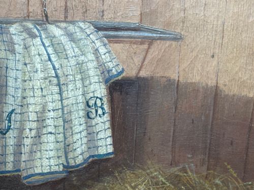 19TH CENTURY OIL PAINTING BAY HUNTER HORSE IN STABLE ALBERT CLARK SNR - ADDITIONAL PHOTO 21