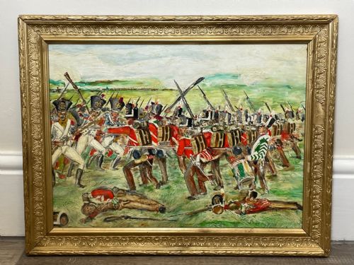 BATTLE OF WATERLOO OIL PAINTING RED COATS VS IMPERIAL OLD GUARD - ADDITIONAL PHOTO 1