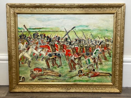 BATTLE OF WATERLOO OIL PAINTING RED COATS VS IMPERIAL OLD GUARD - ADDITIONAL PHOTO 2