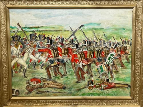 BATTLE OF WATERLOO OIL PAINTING RED COATS VS IMPERIAL OLD GUARD - ADDITIONAL PHOTO 3