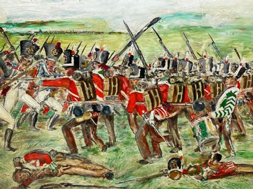 BATTLE OF WATERLOO OIL PAINTING RED COATS VS IMPERIAL OLD GUARD - ADDITIONAL PHOTO 4