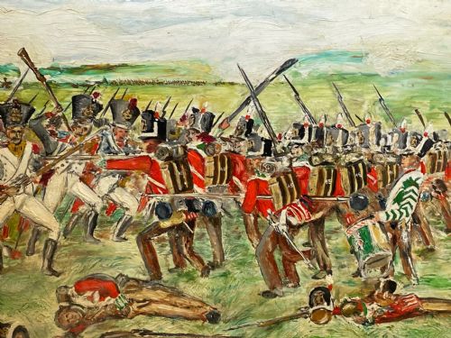 BATTLE OF WATERLOO OIL PAINTING RED COATS VS IMPERIAL OLD GUARD - ADDITIONAL PHOTO 6