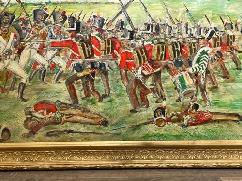 BATTLE OF WATERLOO OIL PAINTING RED COATS VS IMPERIAL OLD GUARD - ADDITIONAL PHOTO 8