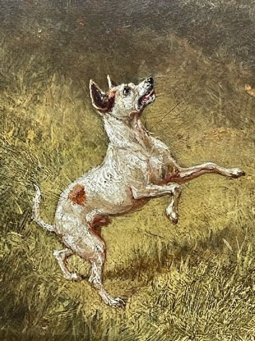 VICTORIAN PAINTING WHITE HORSE DOG PLAYMATES BY LEONARDO CATTERMOLE - ADDITIONAL PHOTO 2