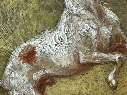 VICTORIAN PAINTING WHITE HORSE DOG PLAYMATES BY LEONARDO CATTERMOLE - ADDITIONAL PHOTO 6