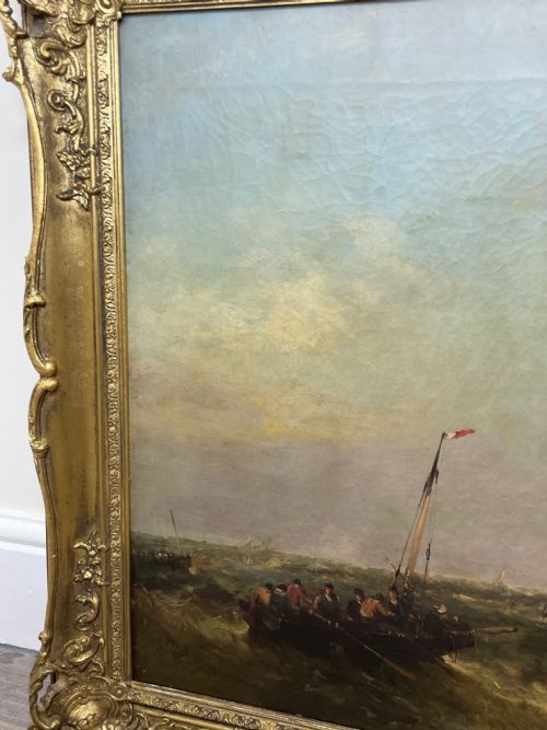 HUGE C1868 MARINE OIL PAINTING ABLAZE SINKING SHIP BY WILLIAM MCALPINE - ADDITIONAL PHOTO 4
