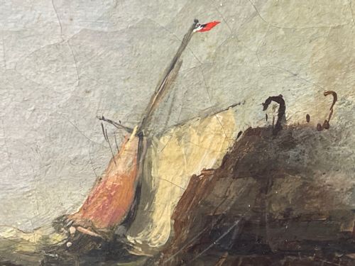 HUGE C1868 MARINE OIL PAINTING ABLAZE SINKING SHIP BY WILLIAM MCALPINE - ADDITIONAL PHOTO 12