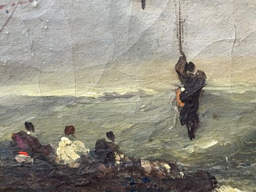HUGE C1868 MARINE OIL PAINTING ABLAZE SINKING SHIP BY WILLIAM MCALPINE - ADDITIONAL PHOTO 18