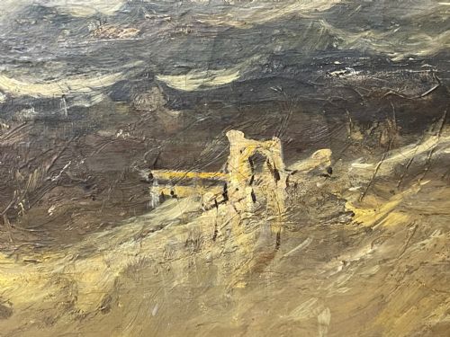 HUGE C1868 MARINE OIL PAINTING ABLAZE SINKING SHIP BY WILLIAM MCALPINE - ADDITIONAL PHOTO 20