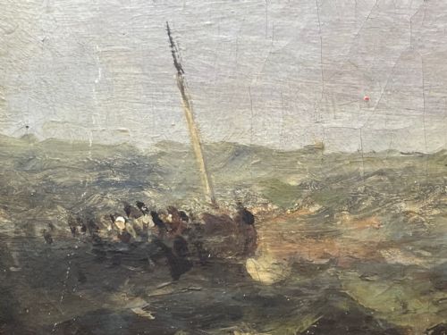 HUGE C1868 MARINE OIL PAINTING ABLAZE SINKING SHIP BY WILLIAM MCALPINE - ADDITIONAL PHOTO 25
