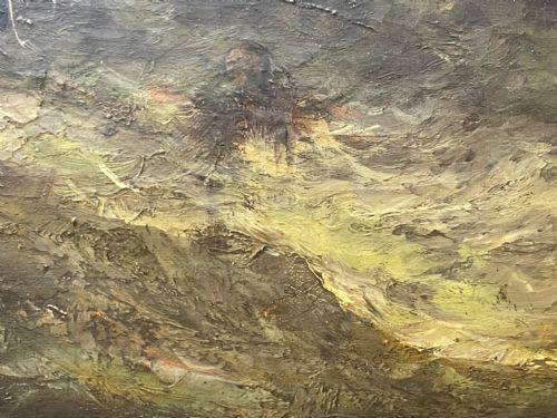HUGE C1868 MARINE OIL PAINTING ABLAZE SINKING SHIP BY WILLIAM MCALPINE - ADDITIONAL PHOTO 26