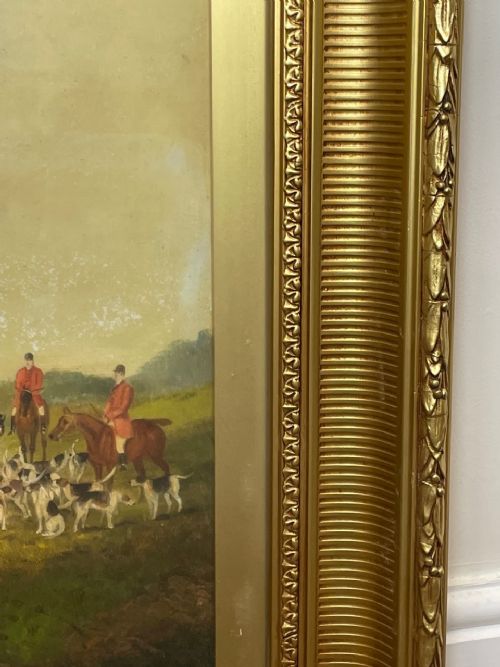 LARGE VICTORIAN HUNTING RED COATS HOUNDS PAINTING BY PHILIP H RIDEOUT - ADDITIONAL PHOTO 2