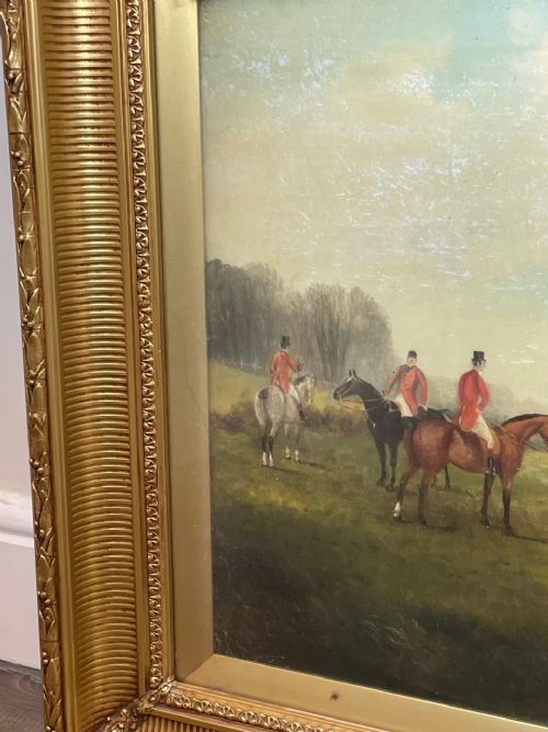 LARGE VICTORIAN HUNTING RED COATS HOUNDS PAINTING BY PHILIP H RIDEOUT - ADDITIONAL PHOTO 3