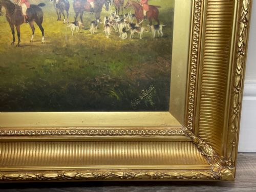 LARGE VICTORIAN HUNTING RED COATS HOUNDS PAINTING BY PHILIP H RIDEOUT - ADDITIONAL PHOTO 7
