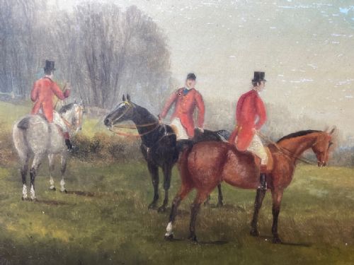 LARGE VICTORIAN HUNTING RED COATS HOUNDS PAINTING BY PHILIP H RIDEOUT - ADDITIONAL PHOTO 8