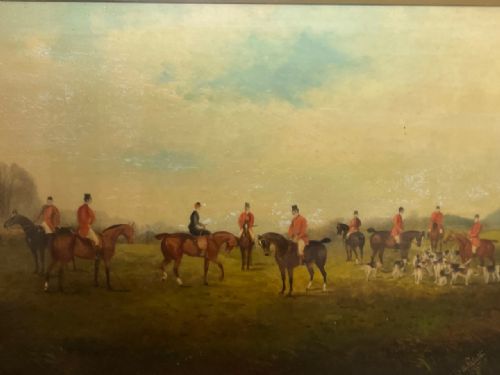 LARGE VICTORIAN HUNTING RED COATS HOUNDS PAINTING BY PHILIP H RIDEOUT - ADDITIONAL PHOTO 9