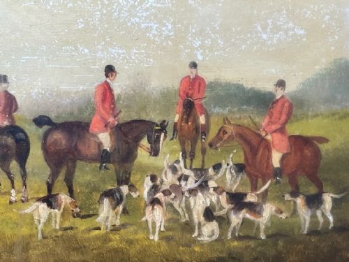 LARGE VICTORIAN HUNTING RED COATS HOUNDS PAINTING BY PHILIP H RIDEOUT - ADDITIONAL PHOTO 15
