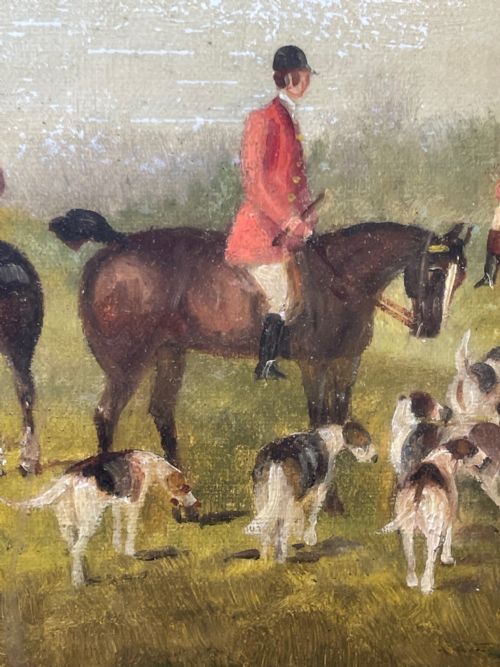 LARGE VICTORIAN HUNTING RED COATS HOUNDS PAINTING BY PHILIP H RIDEOUT - ADDITIONAL PHOTO 22