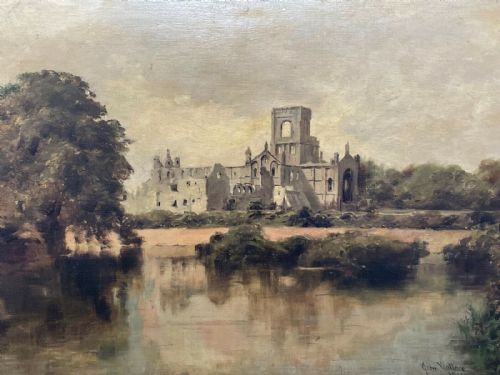 BRITISH VICTORIAN OIL PAINTING KIRKSTALL ABBEY BY JOHN WALLACE - ADDITIONAL PHOTO 1