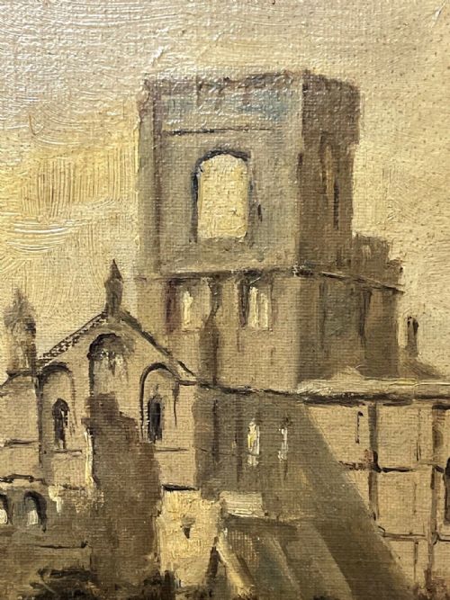 BRITISH VICTORIAN OIL PAINTING KIRKSTALL ABBEY BY JOHN WALLACE - ADDITIONAL PHOTO 6