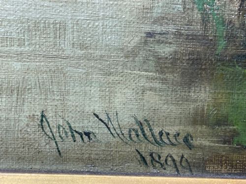BRITISH VICTORIAN OIL PAINTING KIRKSTALL ABBEY BY JOHN WALLACE - ADDITIONAL PHOTO 7