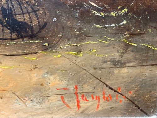 PAIR VICTORIAN HUNTING OIL PAINTINGS TERRIER DOGS RATTING J LANGLOIS - ADDITIONAL PHOTO 7