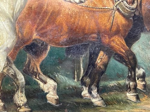 VICTORIAN OIL PAINTING HORSES ON THE ROAD TO CHESTER BY EDWARD LLOYD - ADDITIONAL PHOTO 20