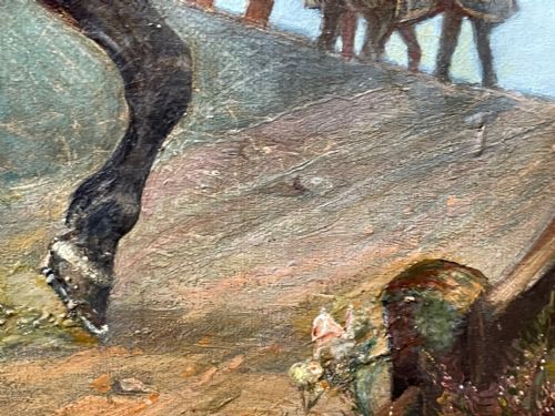 VICTORIAN OIL PAINTING HORSES ON THE ROAD TO CHESTER BY EDWARD LLOYD - ADDITIONAL PHOTO 23