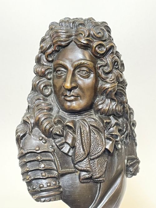 FRENCH 19TH CENTURY ANTIQUE BRONZE BUST OF LOUIS XIV - ADDITIONAL PHOTO 6