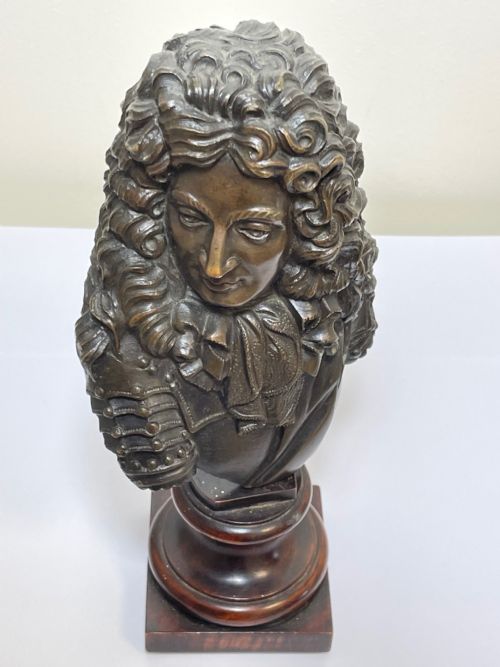 FRENCH 19TH CENTURY ANTIQUE BRONZE BUST OF LOUIS XIV - ADDITIONAL PHOTO 8
