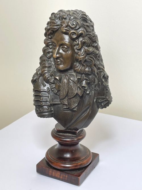 FRENCH 19TH CENTURY ANTIQUE BRONZE BUST OF LOUIS XIV - ADDITIONAL PHOTO 11