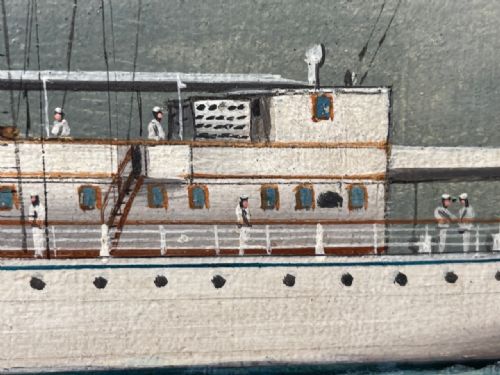 ANGLO CHINESE MARINE OIL PAINTING HMS ALACRITY SCHOONER STEAM SHIP - ADDITIONAL PHOTO 10