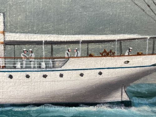 ANGLO CHINESE MARINE OIL PAINTING HMS ALACRITY SCHOONER STEAM SHIP - ADDITIONAL PHOTO 13