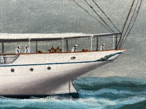 ANGLO CHINESE MARINE OIL PAINTING HMS ALACRITY SCHOONER STEAM SHIP - ADDITIONAL PHOTO 14