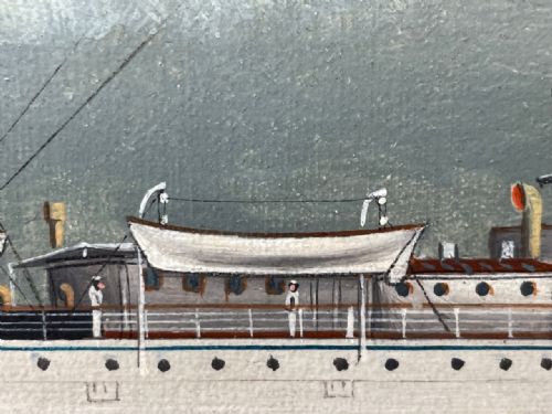 ANGLO CHINESE MARINE OIL PAINTING HMS ALACRITY SCHOONER STEAM SHIP - ADDITIONAL PHOTO 15