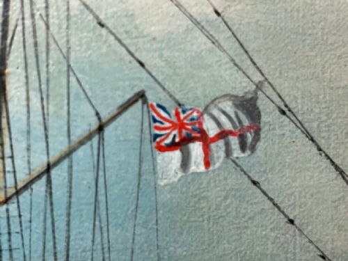 ANGLO CHINESE MARINE OIL PAINTING HMS ALACRITY SCHOONER STEAM SHIP - ADDITIONAL PHOTO 16