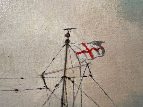 ANGLO CHINESE MARINE OIL PAINTING HMS ALACRITY SCHOONER STEAM SHIP - ADDITIONAL PHOTO 17