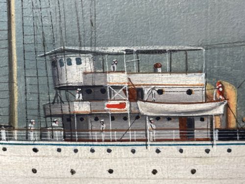 ANGLO CHINESE MARINE OIL PAINTING HMS ALACRITY SCHOONER STEAM SHIP - ADDITIONAL PHOTO 19
