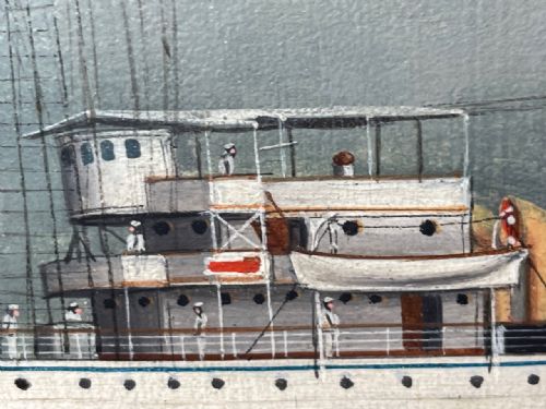 ANGLO CHINESE MARINE OIL PAINTING HMS ALACRITY SCHOONER STEAM SHIP - ADDITIONAL PHOTO 20
