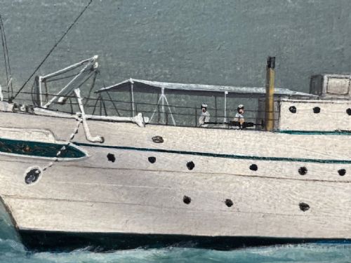 ANGLO CHINESE MARINE OIL PAINTING HMS ALACRITY SCHOONER STEAM SHIP - ADDITIONAL PHOTO 21