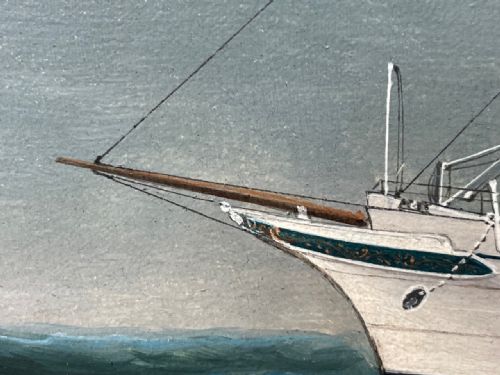 ANGLO CHINESE MARINE OIL PAINTING HMS ALACRITY SCHOONER STEAM SHIP - ADDITIONAL PHOTO 22