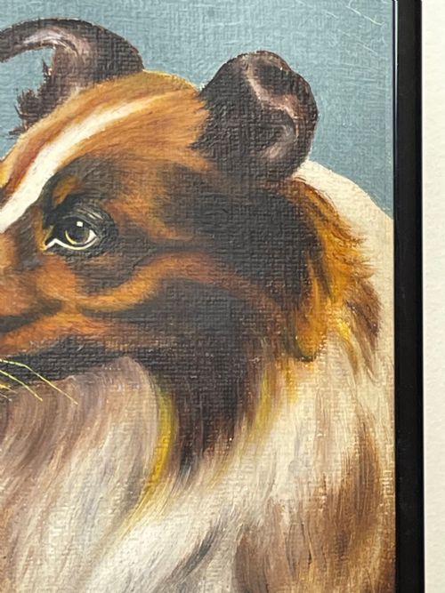 OIL PAINTING ROUGH COLLIE DOGS FOLLOWER OF BENEDICT ANGELL HYLAND - ADDITIONAL PHOTO 5