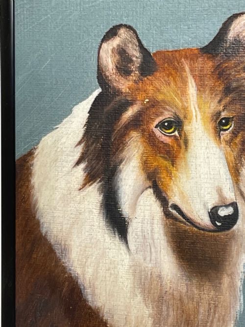 OIL PAINTING ROUGH COLLIE DOGS FOLLOWER OF BENEDICT ANGELL HYLAND - ADDITIONAL PHOTO 6