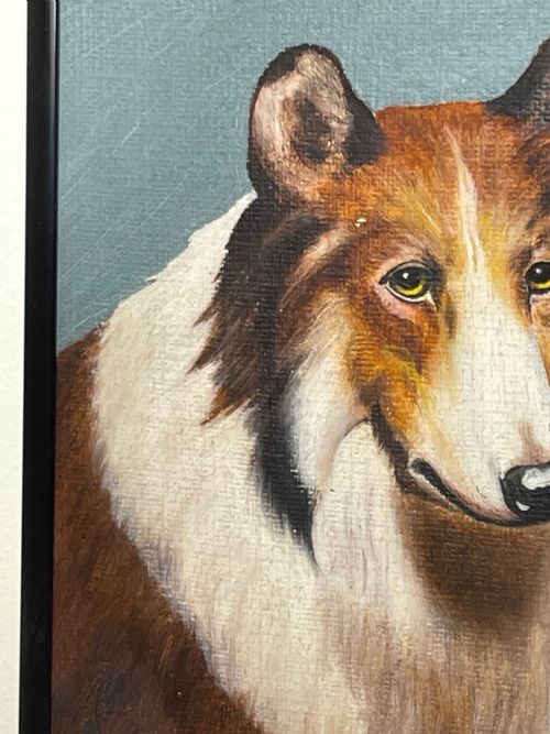 OIL PAINTING ROUGH COLLIE DOGS FOLLOWER OF BENEDICT ANGELL HYLAND - ADDITIONAL PHOTO 8