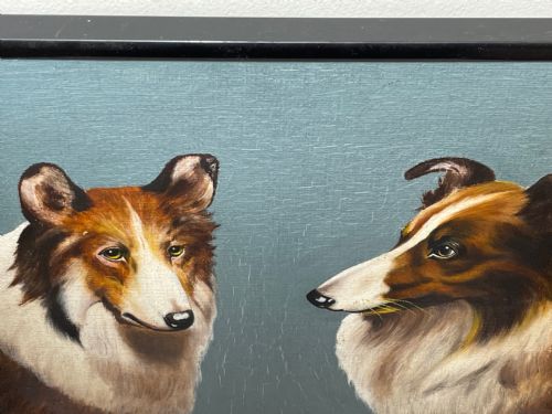 OIL PAINTING ROUGH COLLIE DOGS FOLLOWER OF BENEDICT ANGELL HYLAND - ADDITIONAL PHOTO 9