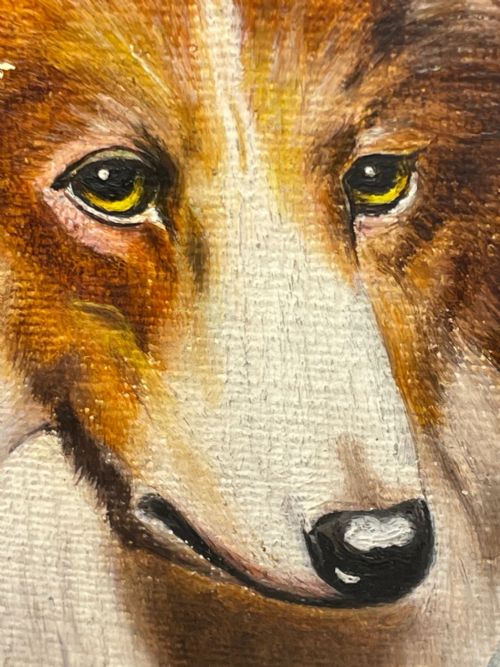 OIL PAINTING ROUGH COLLIE DOGS FOLLOWER OF BENEDICT ANGELL HYLAND - ADDITIONAL PHOTO 15