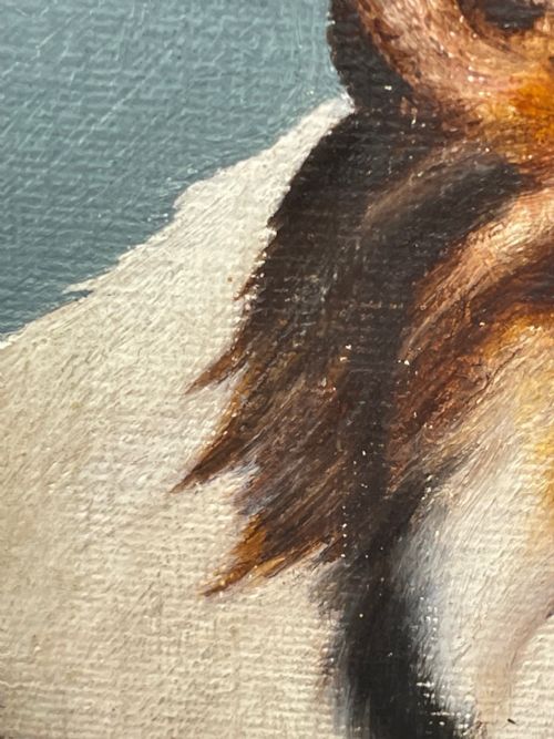 OIL PAINTING ROUGH COLLIE DOGS FOLLOWER OF BENEDICT ANGELL HYLAND - ADDITIONAL PHOTO 27