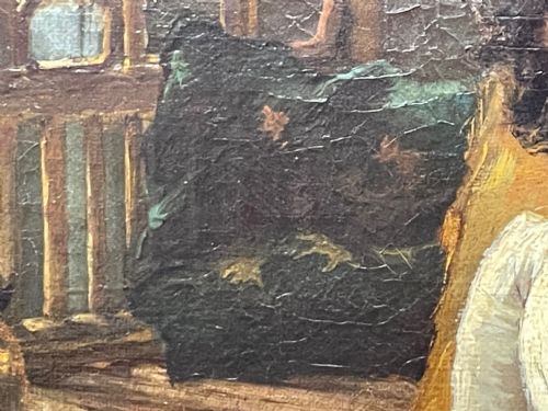 VICTORIAN OIL PAINTING LADY WHITE DRESS HEARTSEASE BY FRANK E COX - ADDITIONAL PHOTO 15