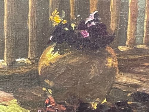 VICTORIAN OIL PAINTING LADY WHITE DRESS HEARTSEASE BY FRANK E COX - ADDITIONAL PHOTO 16